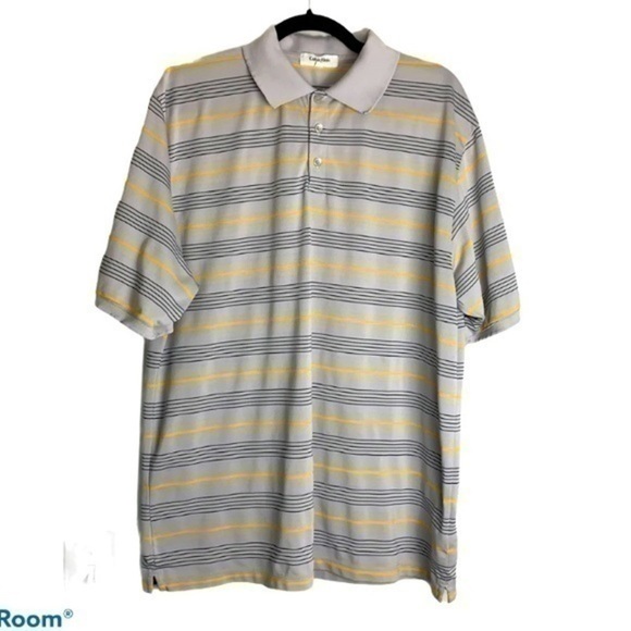 Calvin Klein Golf grey and yellow stripe polo top - Picture 1 of 10